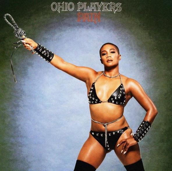 Tiffany Haddish as Pat Evans on the Ohio Players' "Pain" album cover