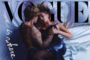 Justin Bieber and Hailey Baldwin on the October 2020 cover of Vogue Italia.