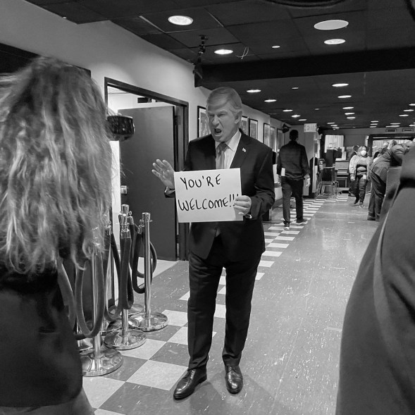 Alec Baldwin commemorates his time playing Donald Trump in what may be his last performance as the president on "Saturday Night Live."