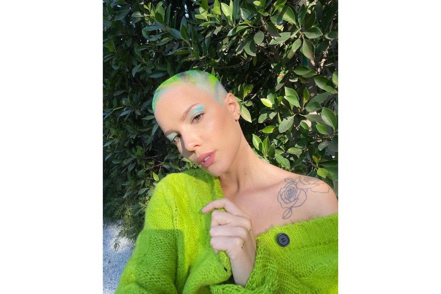 In LA, Halsey matches her cardigan to her hair.