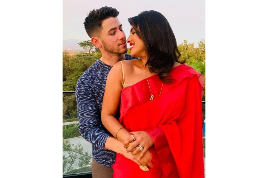 Nick Jonas and Priyanka Chopra celebrate the Hindu festival Karwa Chauth.