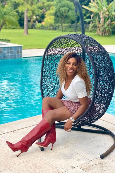 "Sometimes you just have to dress up," says Serena Williams, posing in Stuart Weitzman shoes.