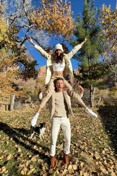 Nina Dobrev, her dog Maverick and Shaun White take a vacation at Zion National Park in Utah.