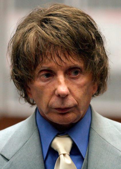 Spector in a brunette wig at his trial in 2007.