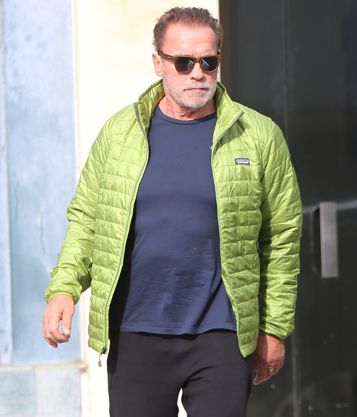 Arnold Schwarzenegger goes out in Santa Monica.