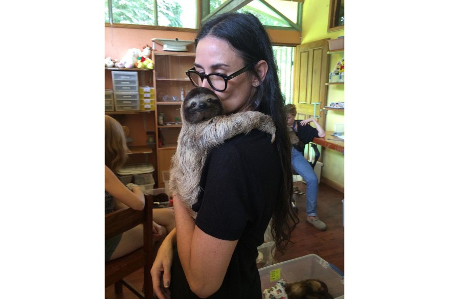 for snaps-Demi Moore cuddles up with a sloth in a precious snap.