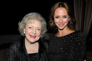 Pals Betty White and Jennifer Love Hewitt are pictured in 2011.