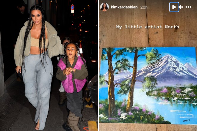 Kim Kardashian's daughter North is being compared to famed painter Bob Ross.