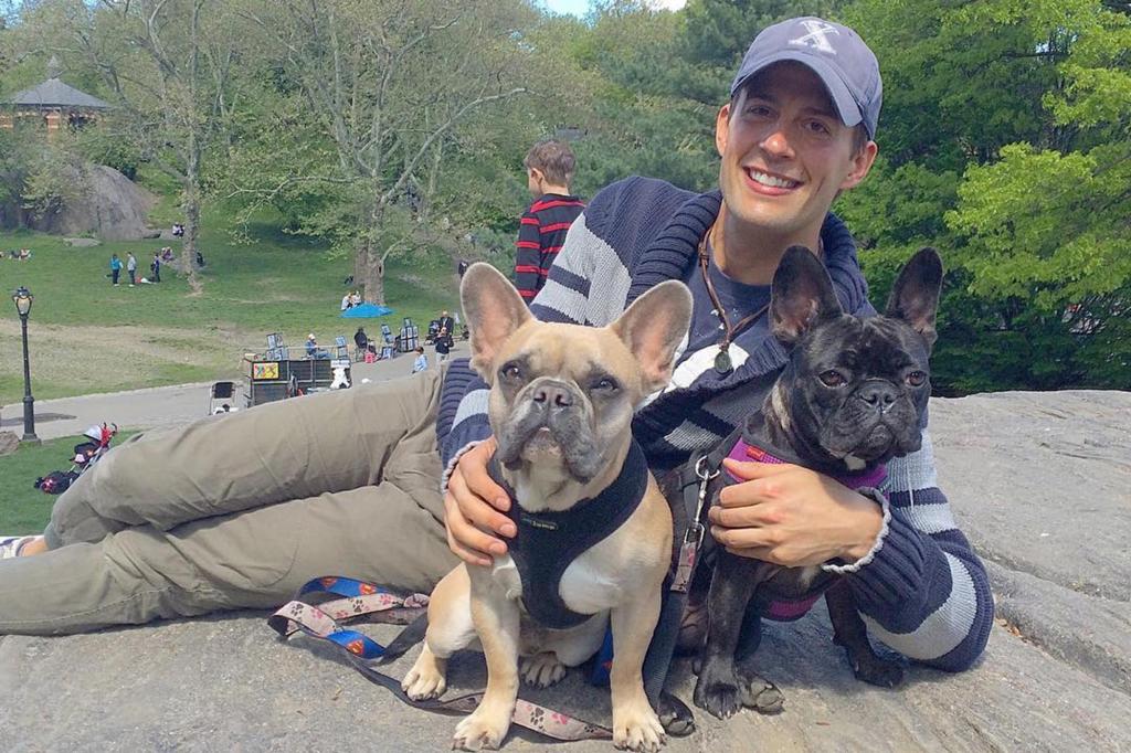 Ryan Fischer, Lady Gaga's dog walker, with her dogs Koji and Asia
