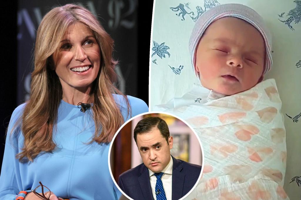 split photo of nicolle wallace, her baby girl and michael schmidt