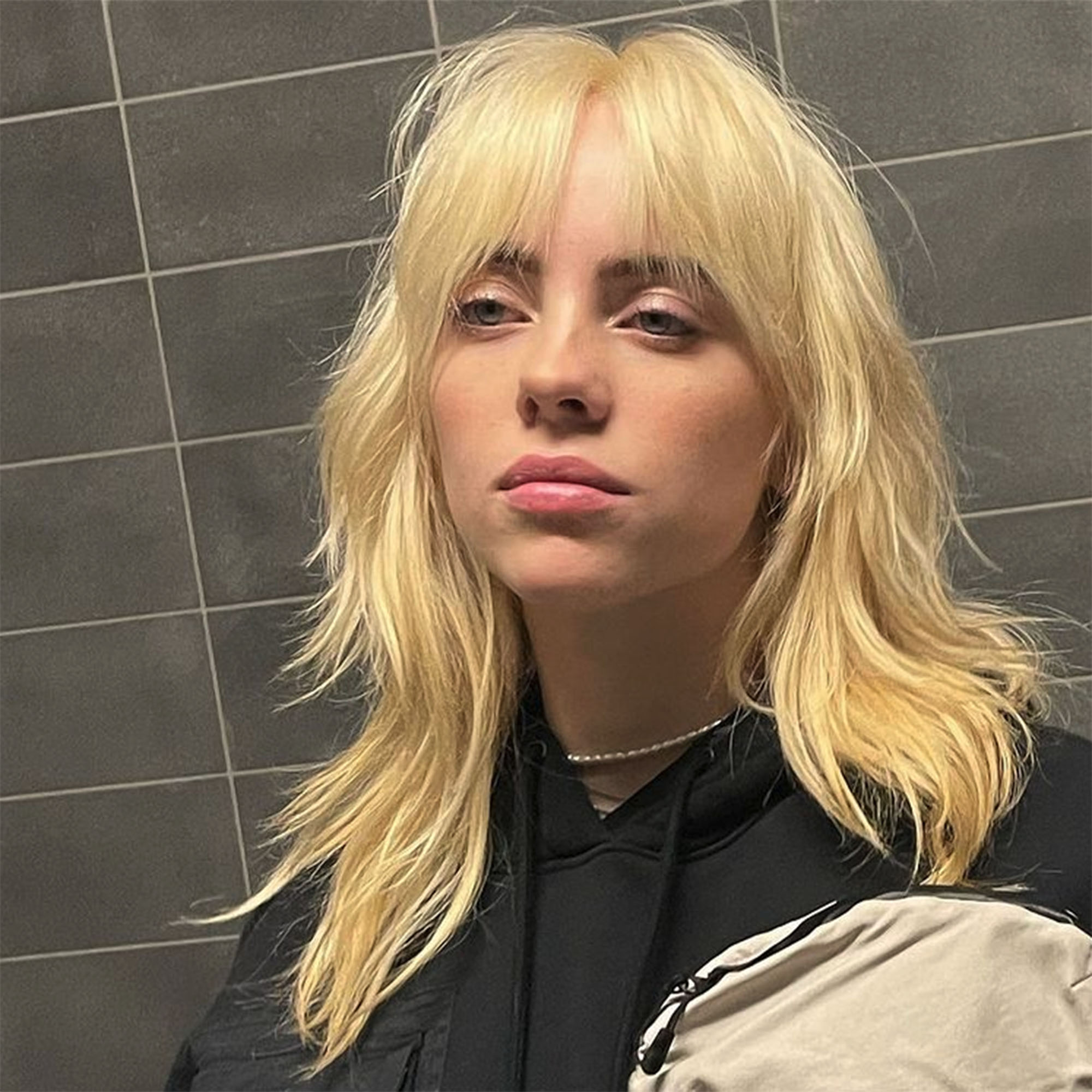 Billie Eilish with blond hair in 2021.