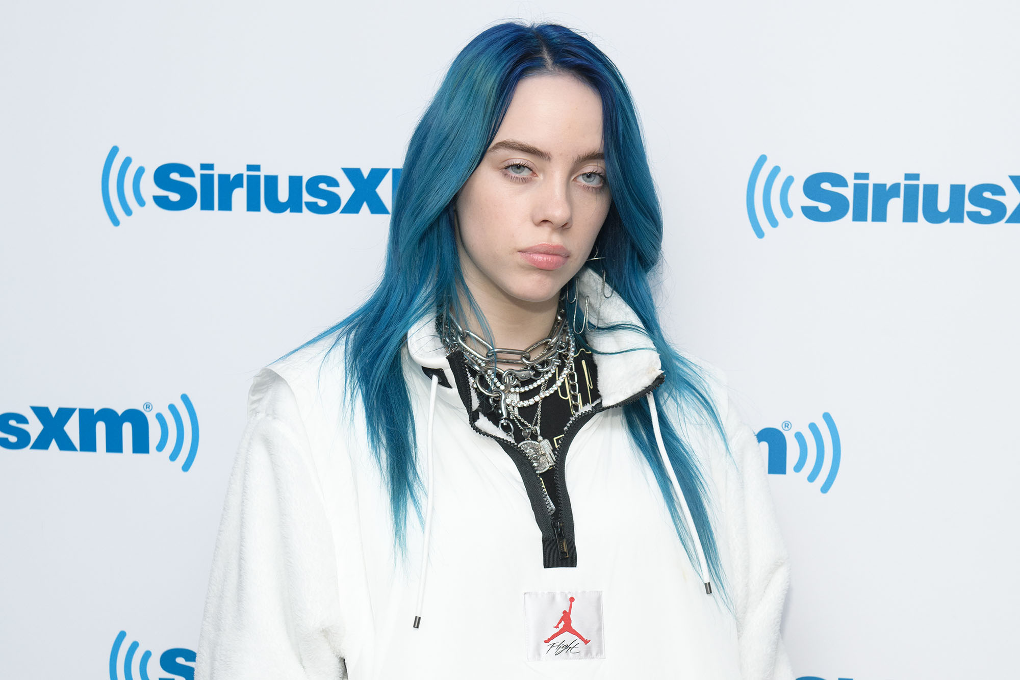 Billie Eilish with blue hair in 2018