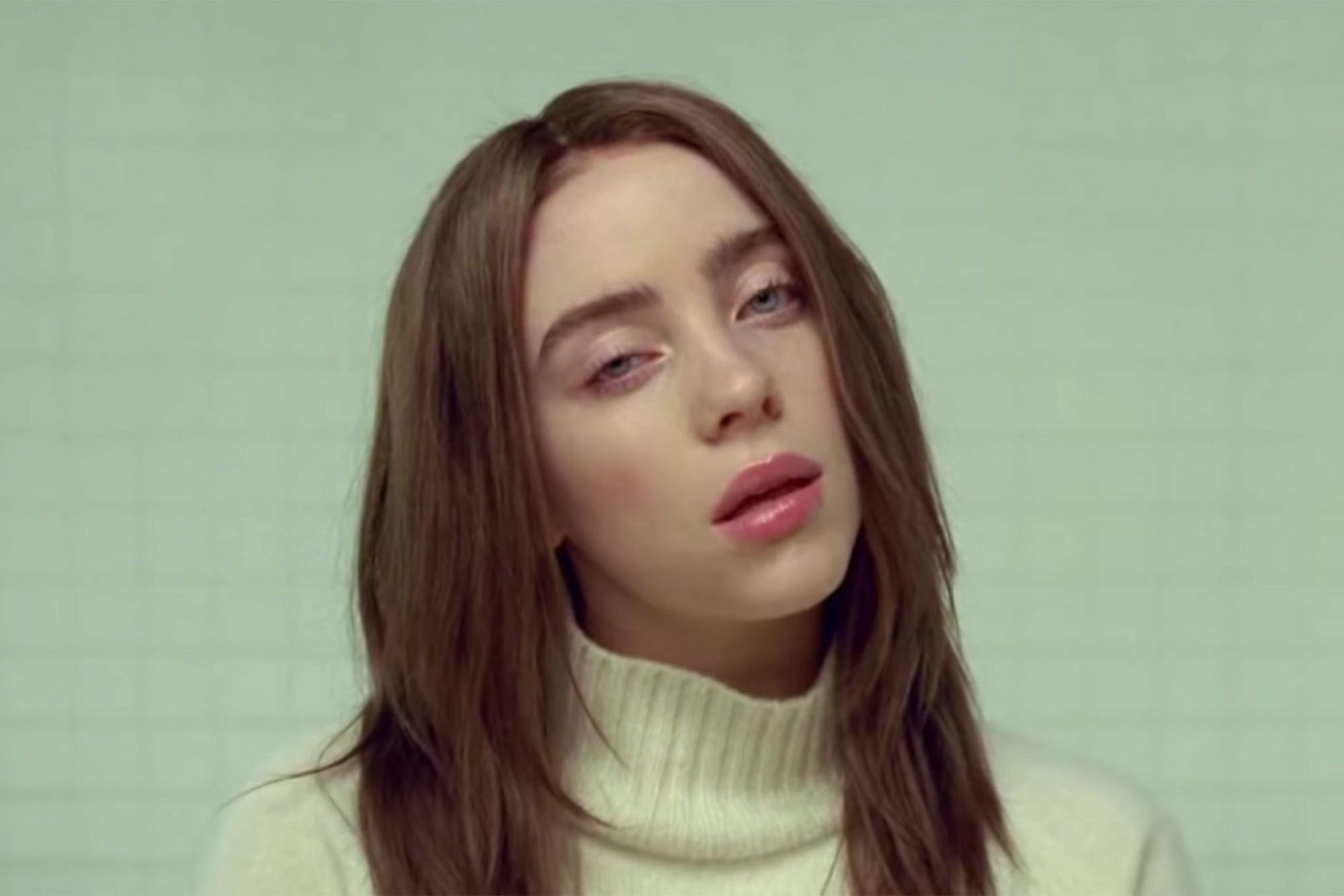 Billie Eilish with brown hair in the "Xanny" music video