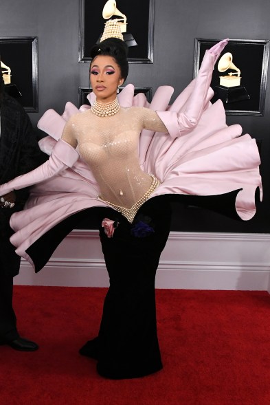 Cardi B literally came out of her shell at the 2019 Grammys, channeling Botticelli’s “The Birth of Venus” in archival Mugler Couture accessorized with piles of pearls.