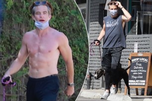 Chris Pine showed off his perfect abs while running errands in LA.