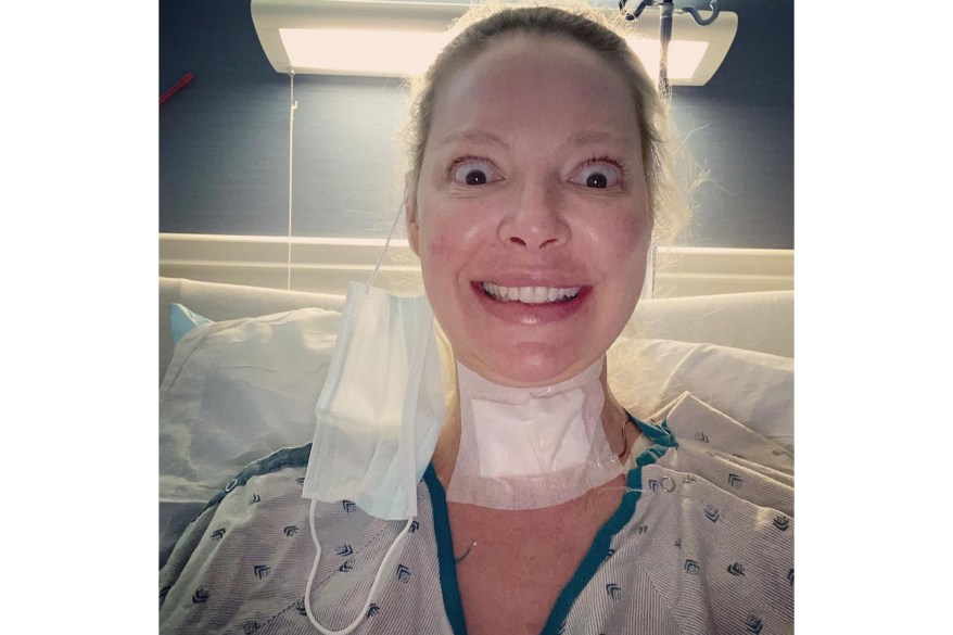 “I am now bionic!” Katherine Heigl quips after having two titanium plates put into her neck.