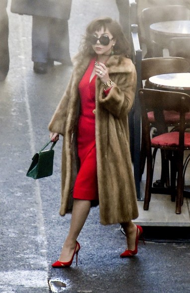 Lady Gaga was seen wearing a long fur coat as she filmed for the new movie "House of Gucci" in Rome, Italy.