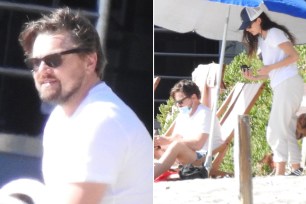 Leonardo DiCaprio and Camila Morrone spent the day the beach in Malibu.