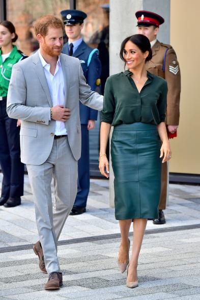 Prince Harry wears J.Crew during an official visit to Sussex with Meghan Markle on October 3, 2018.