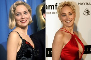 Sharon Stone in 1992 and in 2004