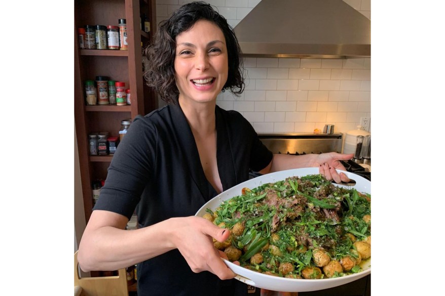 “Deadpool” actress Morena Baccarin makes a leg of lamb with herbs and potatoes. “This one is def going into rotation,” she says.