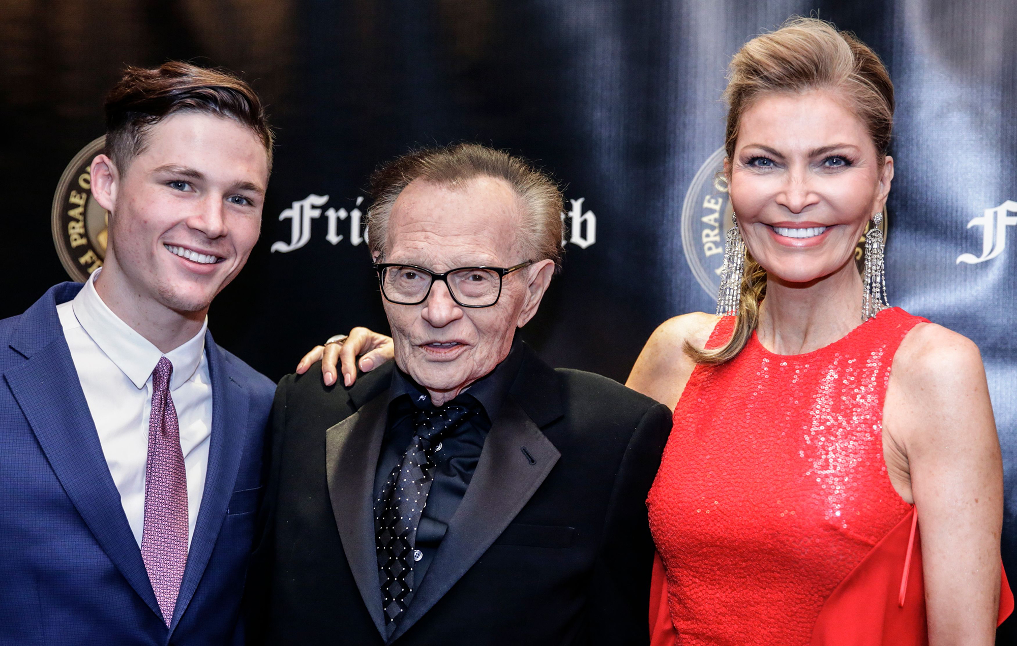 Larry King, Shawn King and their son Cannon King attend the Friars Club Entertainment Icon Award ceremony at the Ziegfeld Ballroom in New York City on November 12, 2018.