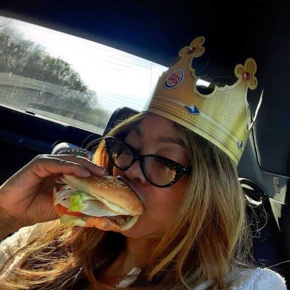 Wendy Williams shared a photo of her enjoying some Burger King to Instagram — in a crown, natch. FYI: Her order includes "double cheese and triple pickle."