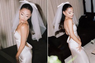 Ariana Grande in her Vera Wang wedding gown.