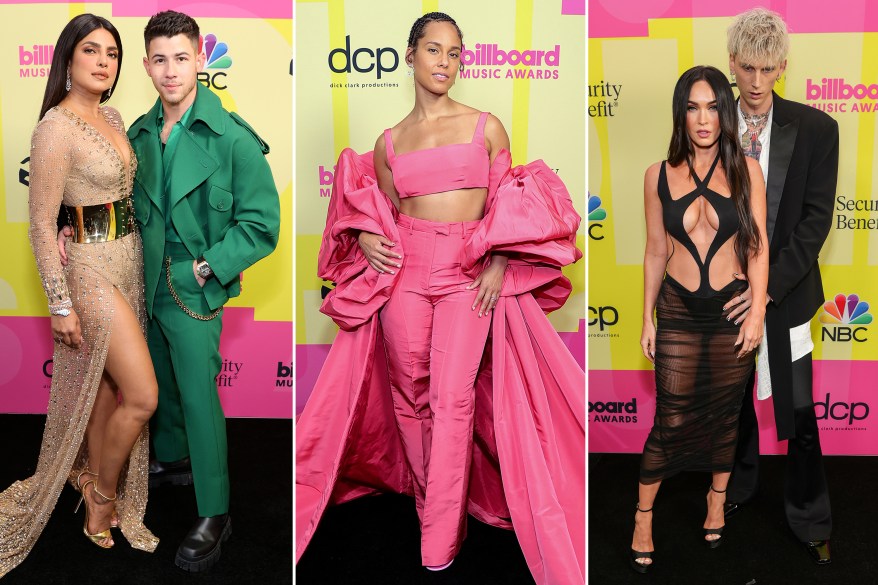 Priyanka Chopra, Nick Jonas, Alicia Keys, Megan Fox and Machine Gun Kelly on the Billboard Music Awards 2021 red carpet