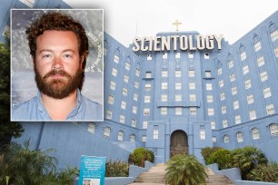 Danny Masterson and an image of the Church of Scientology.