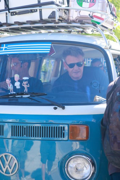 Gordon Ramsay rides in a vintage VW van.