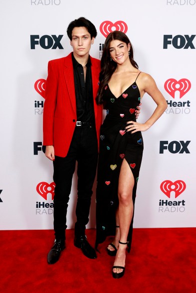 Lil Huddy and Charli D'Amelio on the 2021 iHeartRadio Music Awards red carpet