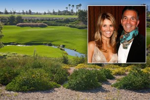 A view of stream at The Madison Club golf course, and a photo of Lori Loughlin.