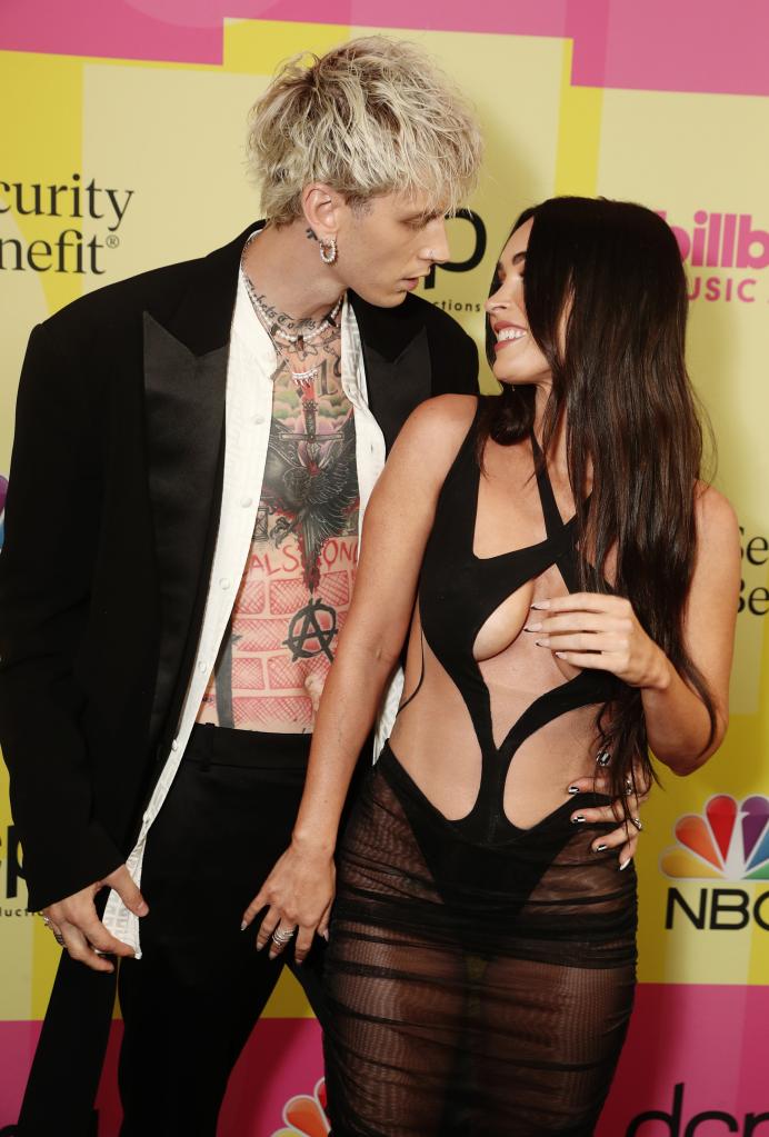 Machine Gun Kelly and Megan Fox on the Billboard Music Awards 2021 red carpet