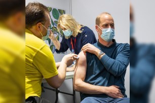 Prince William receives his first dose of the COVID-19 vaccine in May 2021.