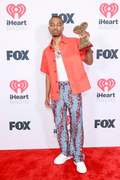 Roddy Ricch on the iHeartRadio Music Awards 2021 red carpet