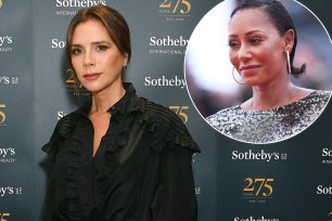 Victoria Beckham in 2019 with an inset of Mel B.