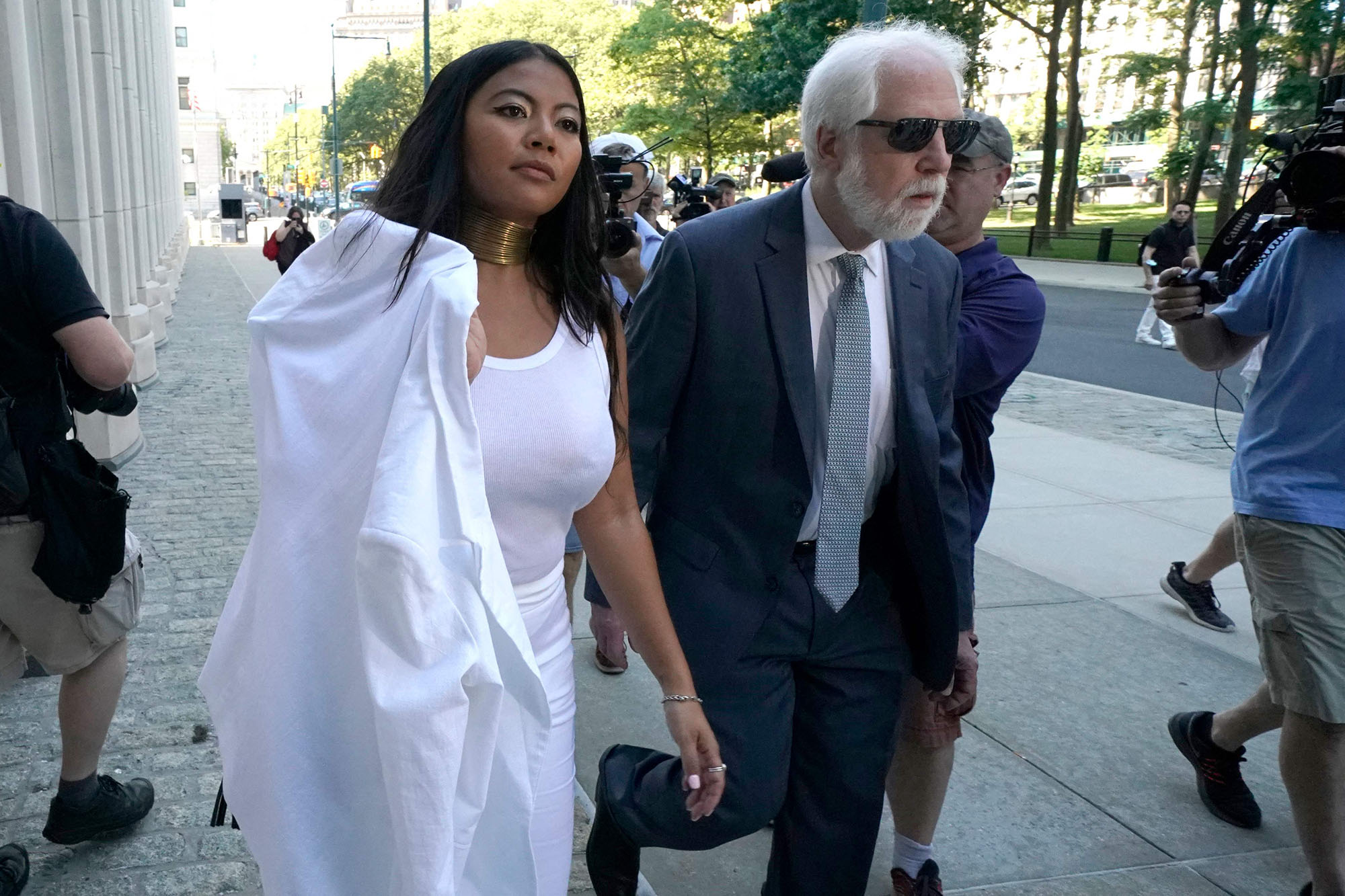 Jessica Joan, one of Keith Raniere's victims, arrives at Brooklyn Federal Court for the sentencing of Allison Mack.