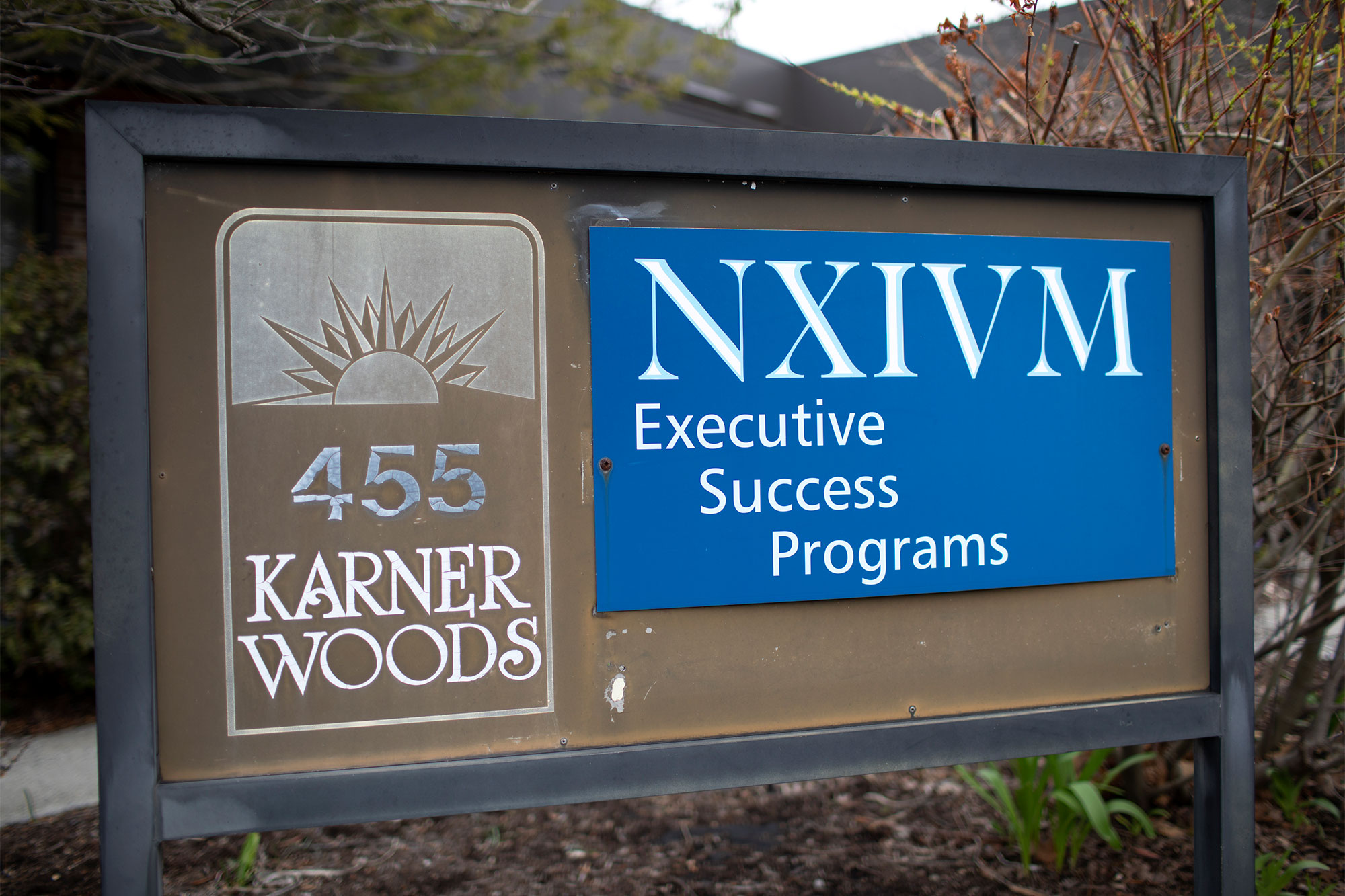 The NXIVM Executive Success Programs sign outside of the office at 455 New Karner Road on April 26, 2018.