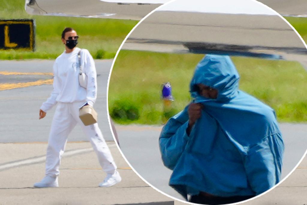 Irina Shayk and Kanye West at the airport