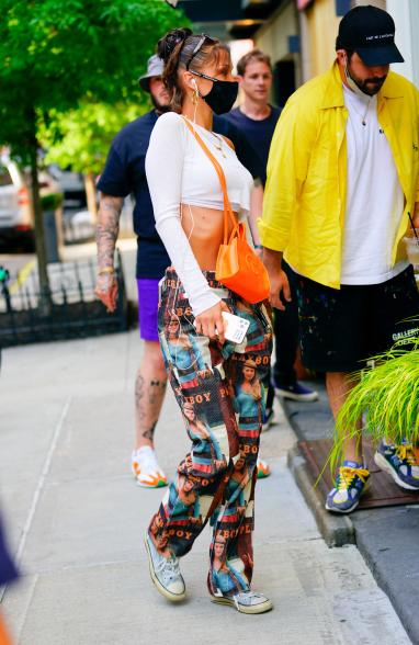 Marc Kalman is seen walking just a few feet away from Bella Hadid on July 2, 2020.