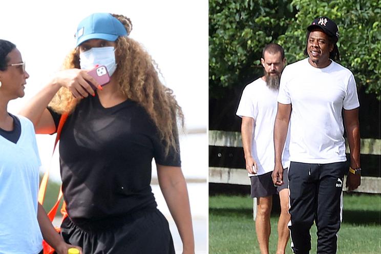 Beyoncé and Jay Z with Jack Dorsey in The Hamptons