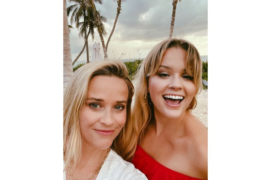 LEGALLY FOND: Blond bombshells Reese Witherspoon (left) and daughter Ava Phillippe, 21, snap a twin-tastic selfie in the tropics.