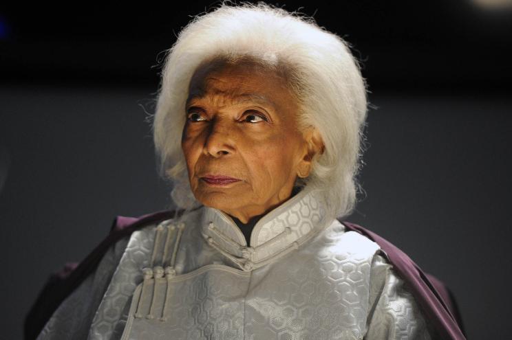 Nichelle Nichols films her final performance for "Renegades: Ominara" at Northrop Grumman on March 5, 2021, in Manhattan Beach, Calif.