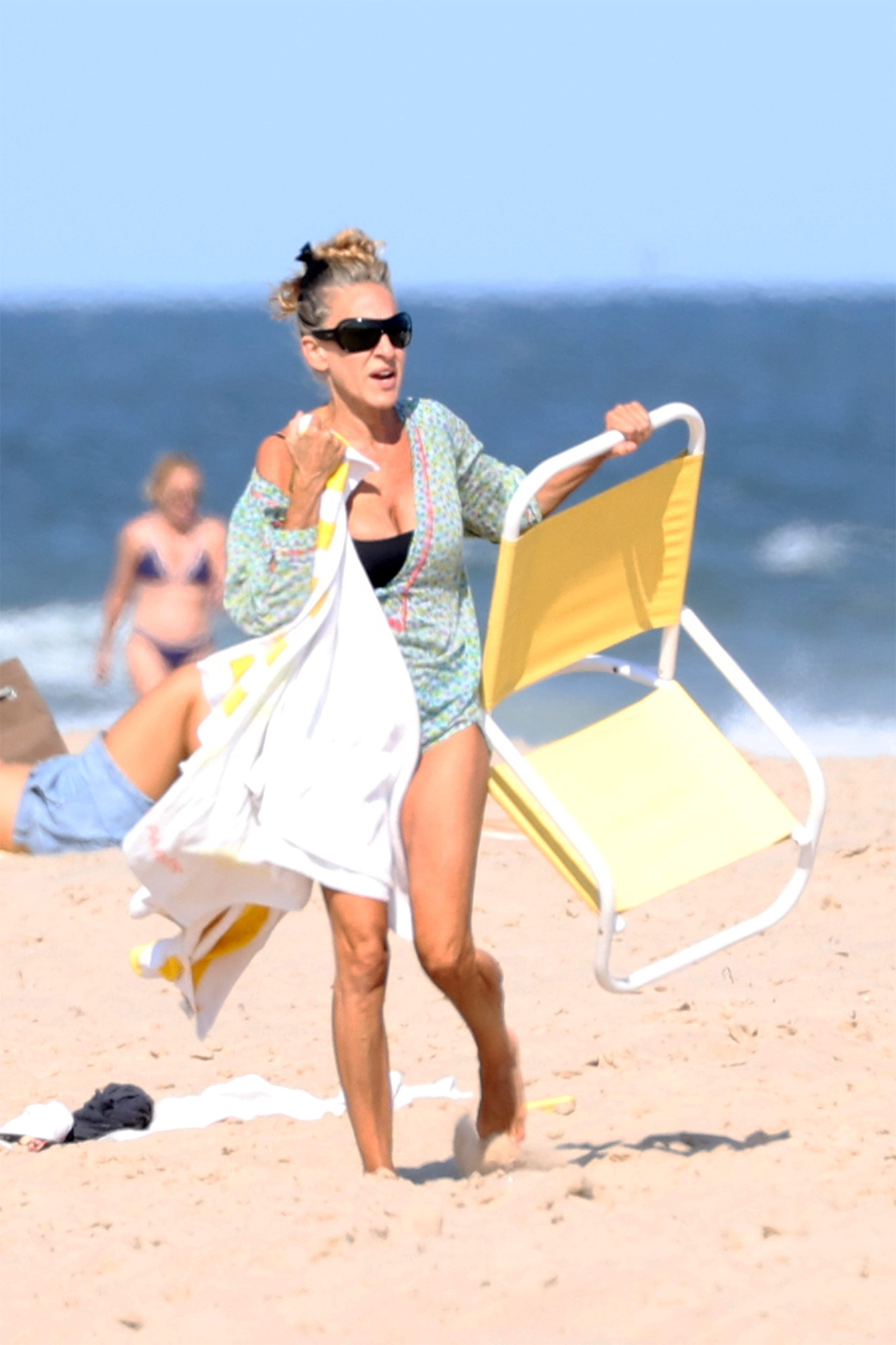 Sarah Jessica Parker hits the beach in the Hamptons. 