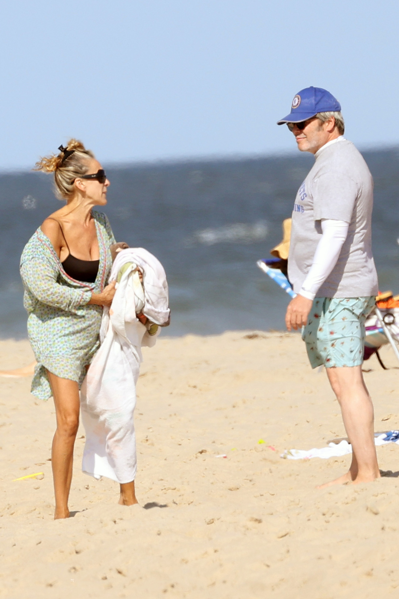 Sarah Jessica Parker hits the beach in the Hamptons. 