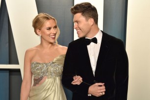 Colin Jost and Scarlett Johansson