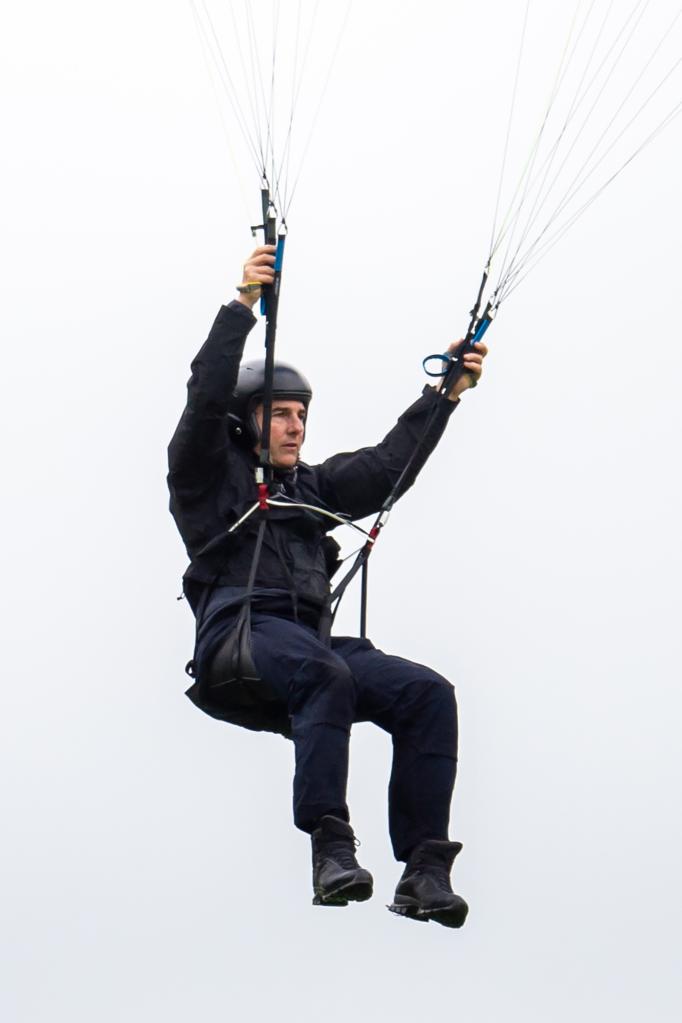 Hollywood actor Tom Cruise pictured as he films 'Mission Impossible 7' at the Lake District for the third day in England, UK.