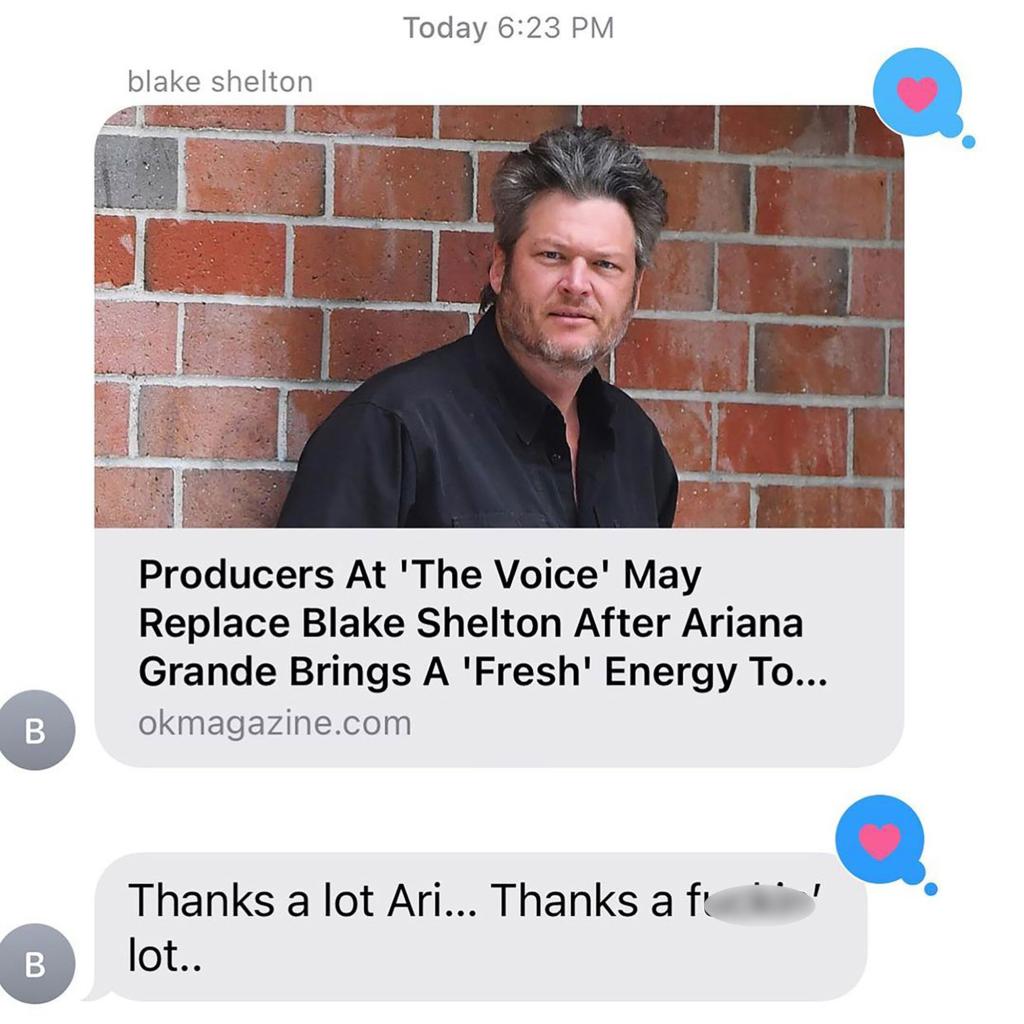 Blake Shelton Ariana Grande Voice text