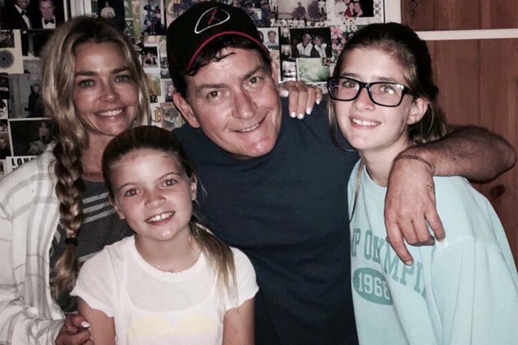 Charlie Sheen, Denise Richards and daughters, Lola (bottom left) & Sami Sheen in August of 2016.